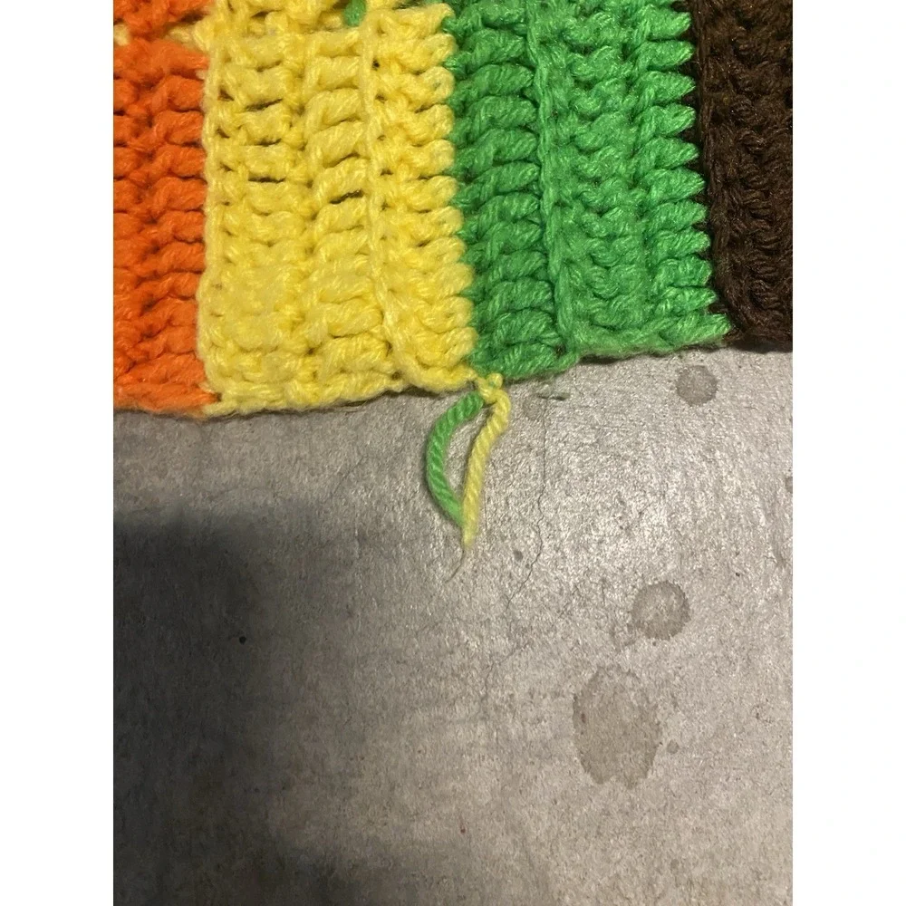 Vintage Hand-Crocheted Afghan Blanket 80